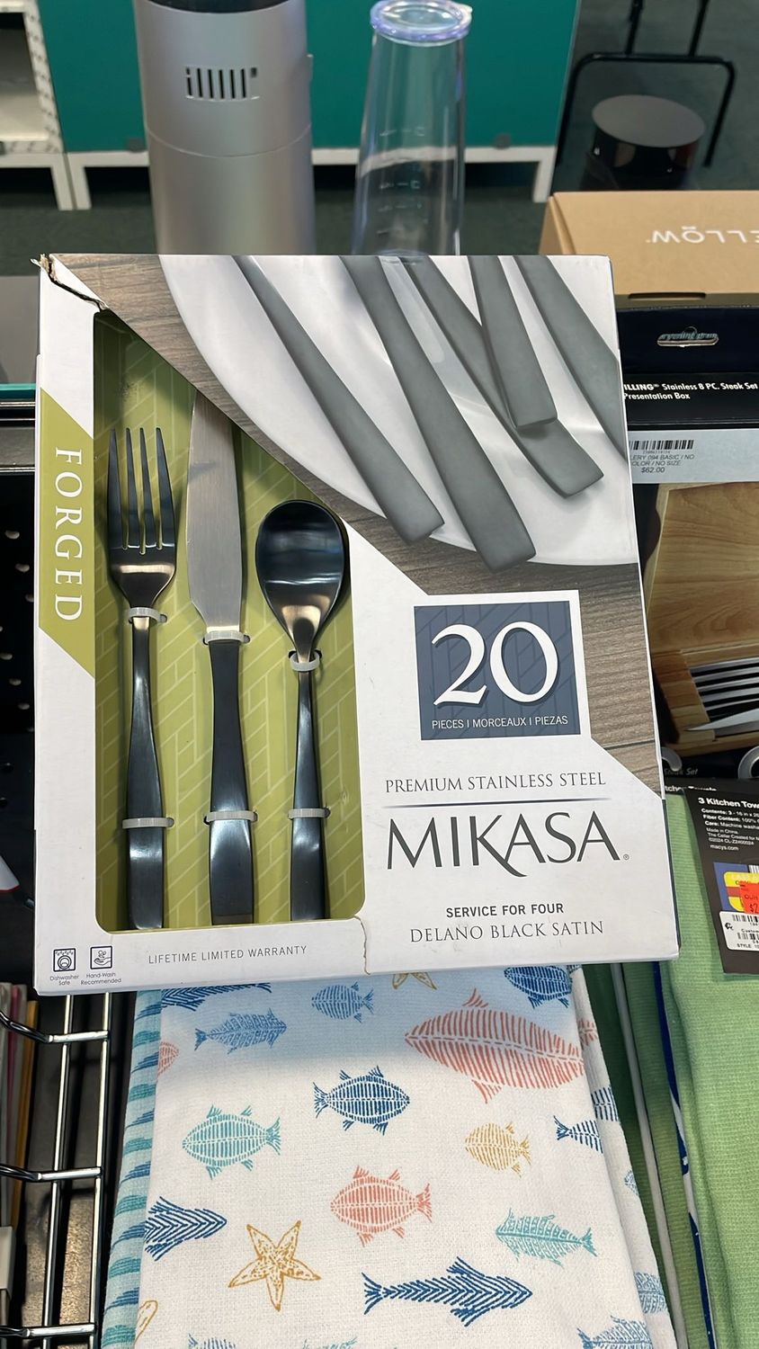 Mikasa Delano Black Satin 20 Piece Flatware Set, Service for 4