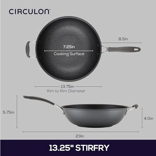Circulon A1 Series ScratchDefense 13.25&quot; Nonstick Induction Stir Fry Pan - Graphite