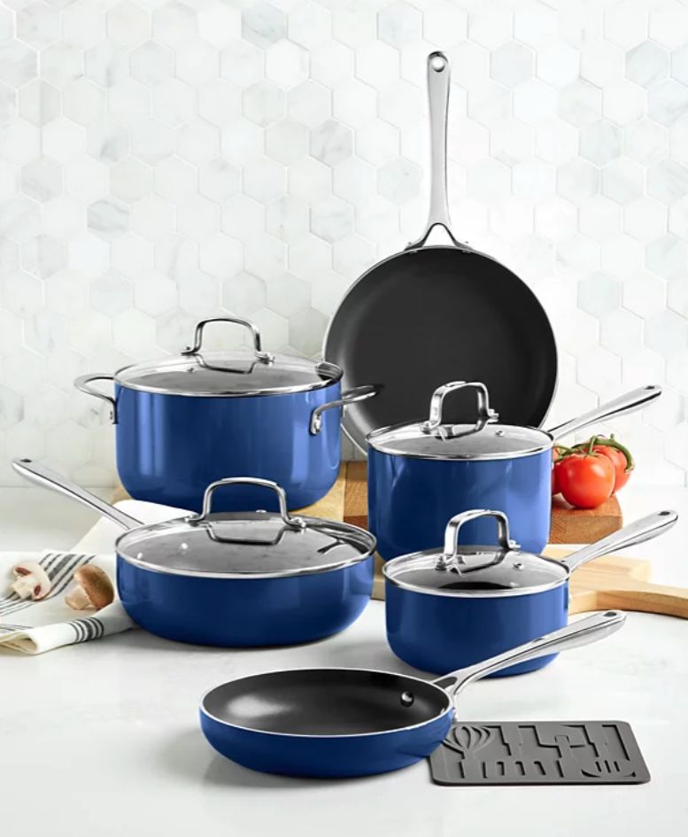 The Cellar Nonstick Aluminum 11-Pc. Cookware Set blue