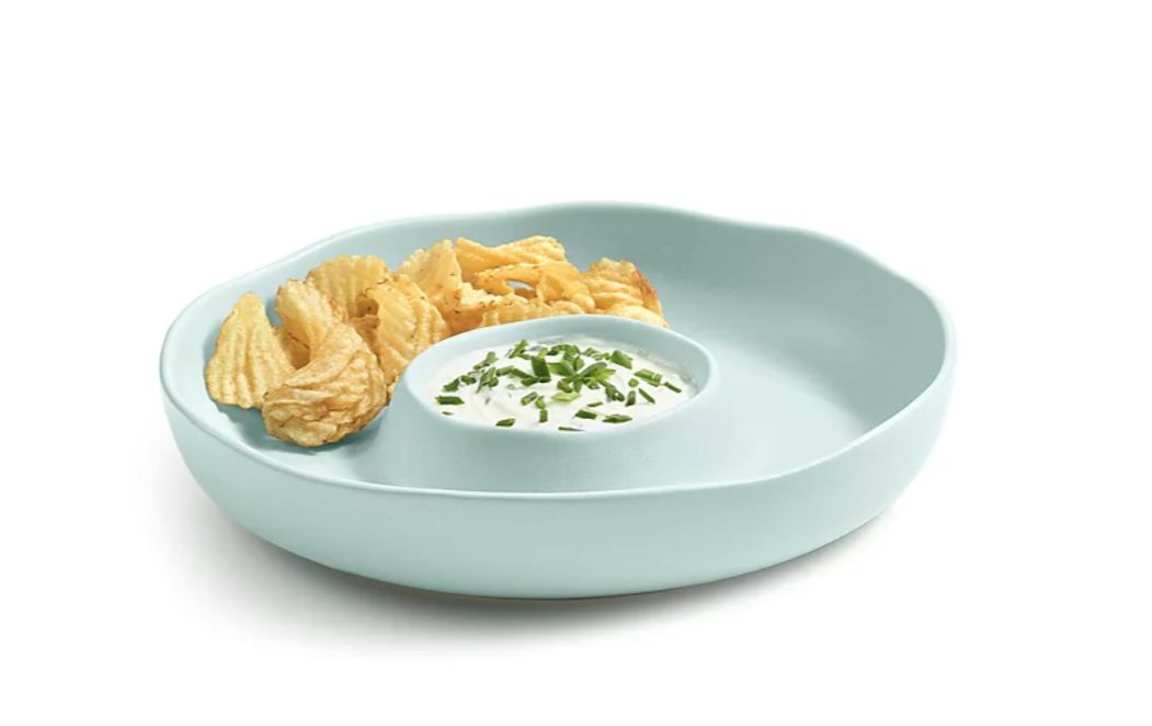 Oake Ceramic Chip and Dip Server Blue