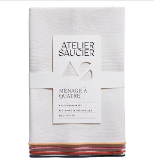 Atelier Saucier Rainbow Burlap Napkins, Set of 4