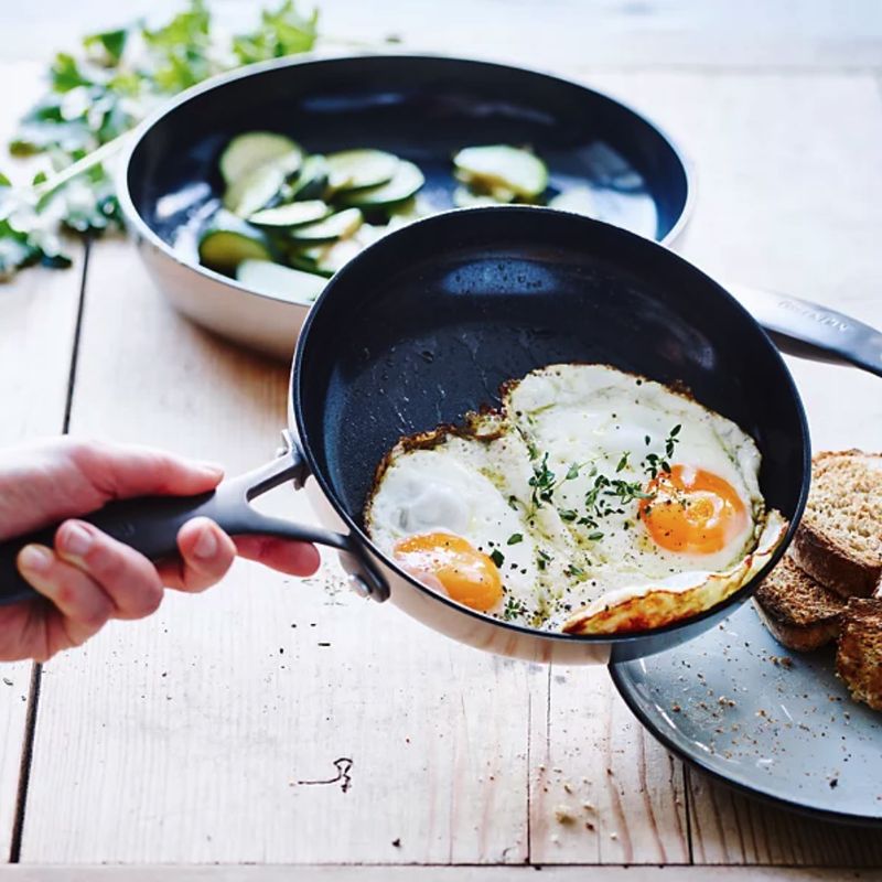 Venice Pro Noir Tri-Ply Stainless Steel Healthy Ceramic Nonstick 2 Piece 10 in. and 12 in. Frying Pan Skillet Set