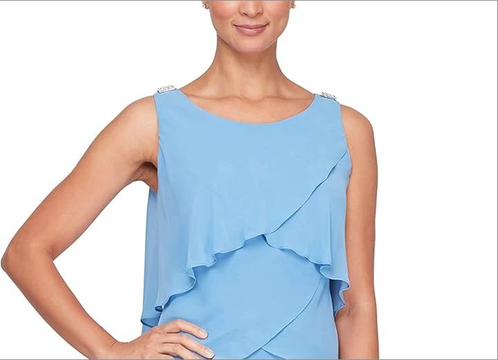 Sl Fashions Tiered Chiffon Dress - Bright Peri