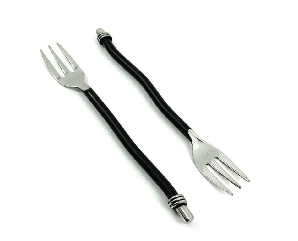 Cocktail Forks Set of 6 (Black Twisted Handle)