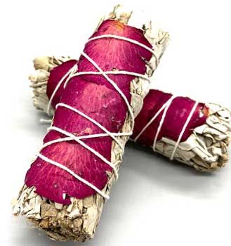 4&quot; White Sage &amp; Rose Petal Smudge Stick