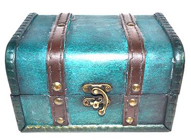 Green Antique Wood Box 4 1/2&quot; x 6 1/4&quot; x 3 3/4&quot;
