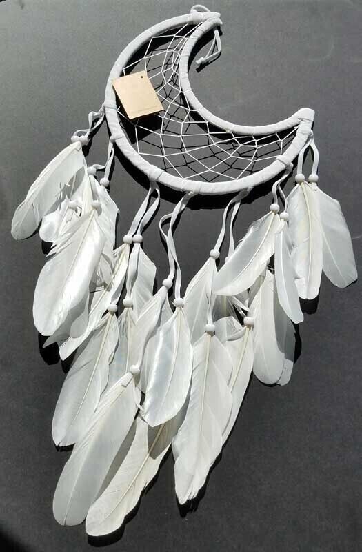8 1/2&quot; Half Moon White Dream Catcher