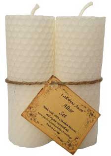 4 1/4&quot; Altar Set White Lailokens Awen Candle