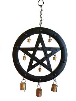 Black Pentagram Wind Chime 9 1/2&quot;