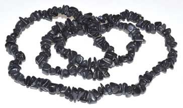 Black Stone Chip Necklace 32&quot;