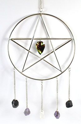 Pentagram with Stones Wall Hanging 15&quot; x 6&quot;