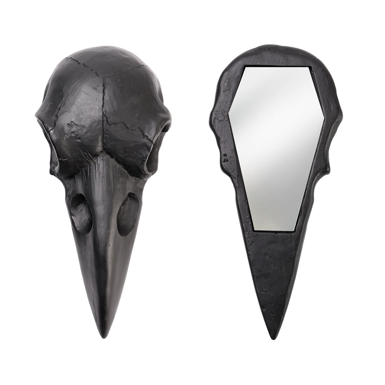 Ravens Skull Hand Mirror ~ Black