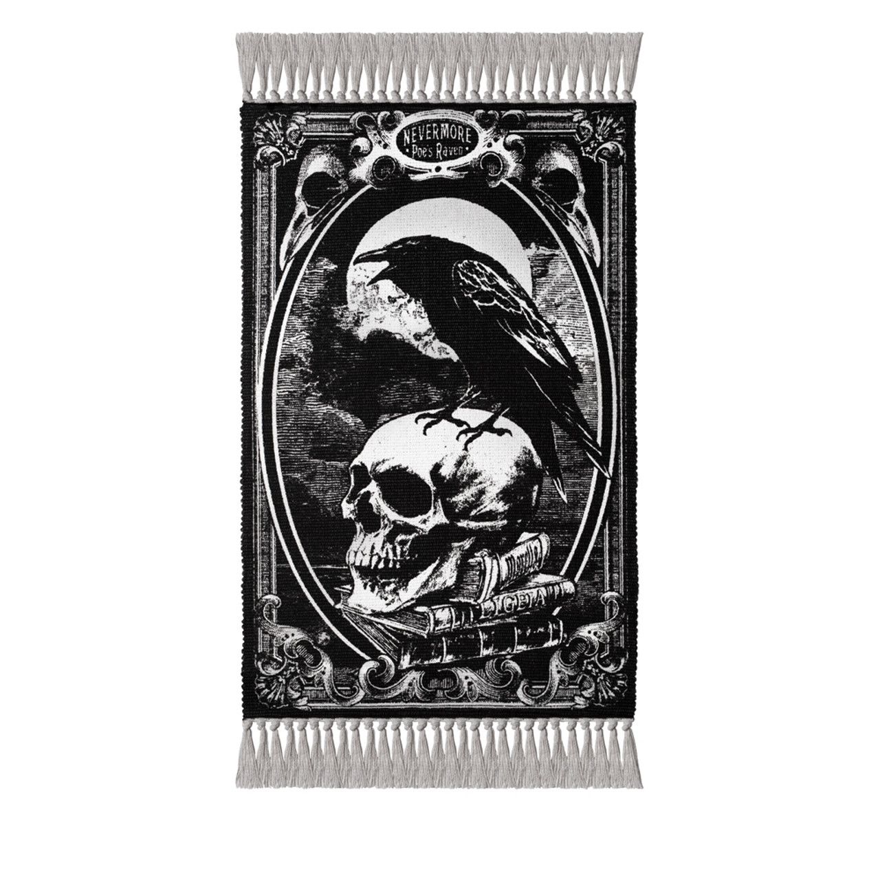 Poe&#39;s Raven ~ Nevermore Skull and Crow Rug