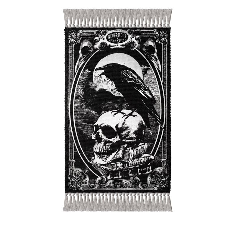 Poe&#39;s Raven ~ Nevermore Skull and Crow Rug