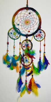 Rainbow Hemp Dreamcatcher 6&quot;