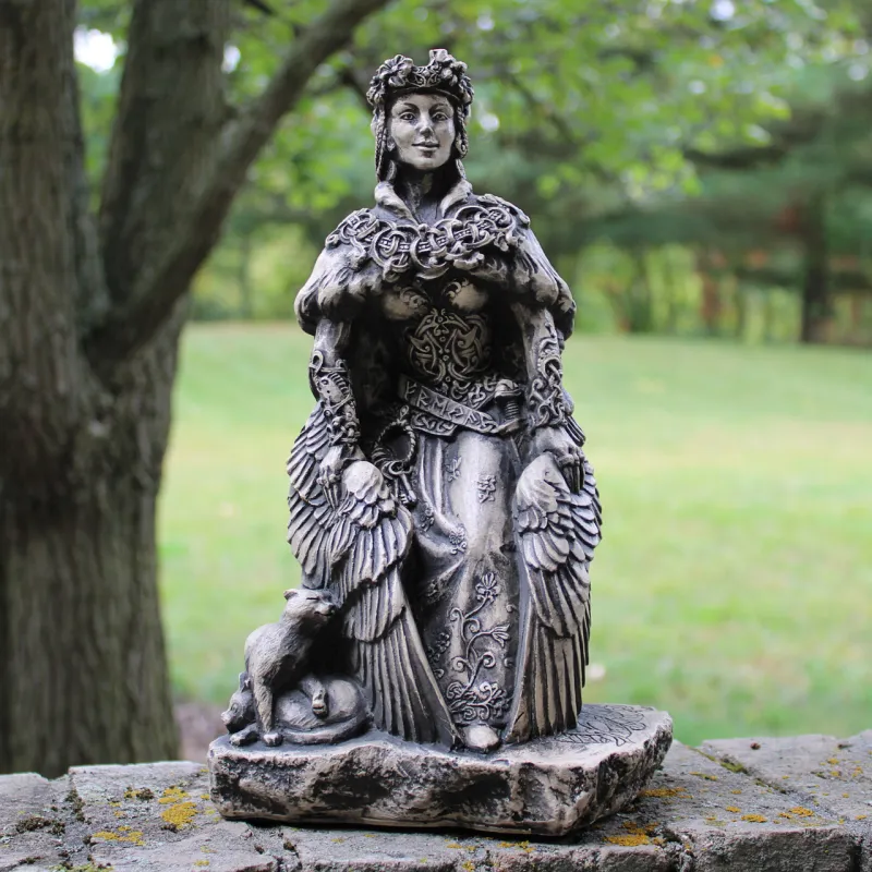 Large Freya Statue Norse Goddess of Love, Beauty and War Figurine 13&quot; - Stone Finish