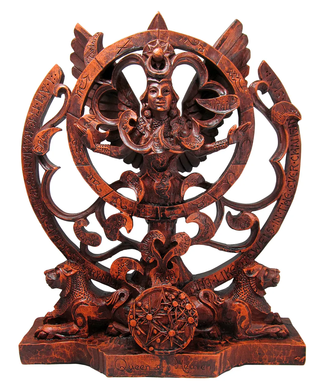 Ishtar Goddess of Heaven 14&quot; Tall Statue Figurine ~ Wood Finish