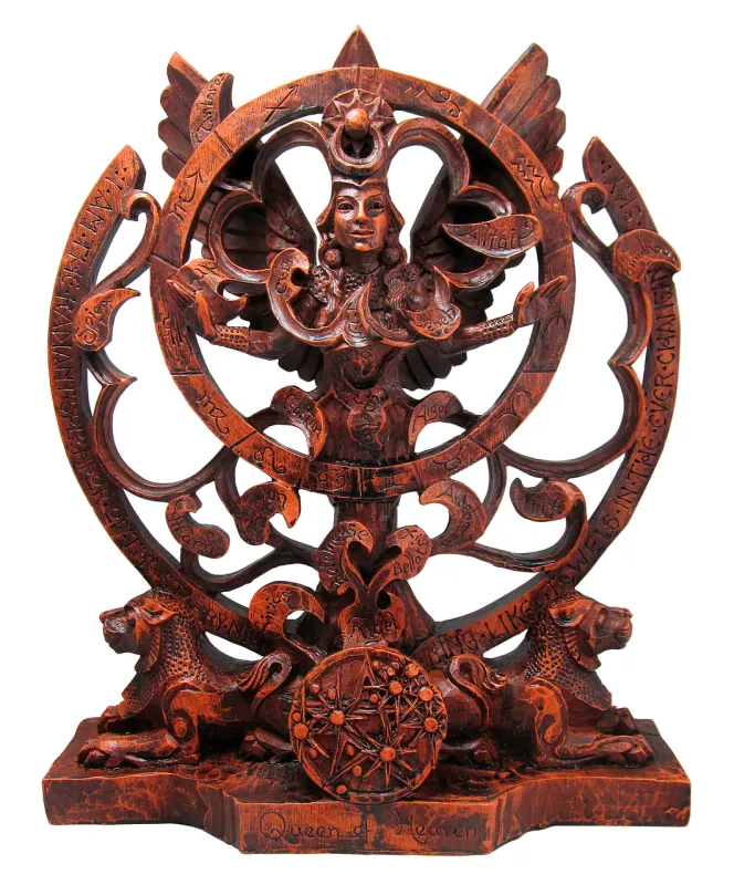 Ishtar Goddess of Heaven 14&quot; Tall Statue Figurine ~ Wood Finish