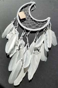 Half Moon White Dream Catcher 8 1/2"
