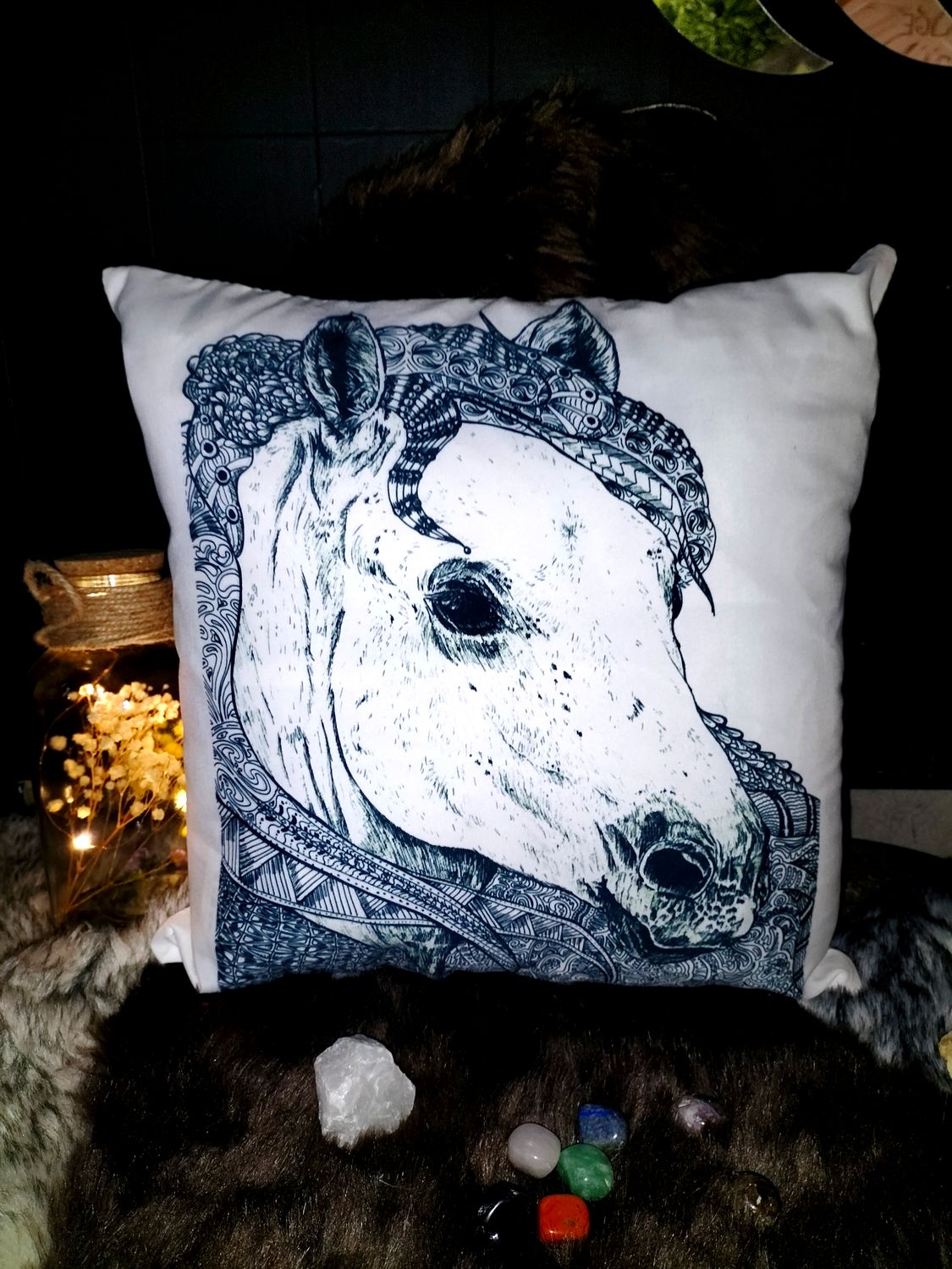 coussin tête cheval