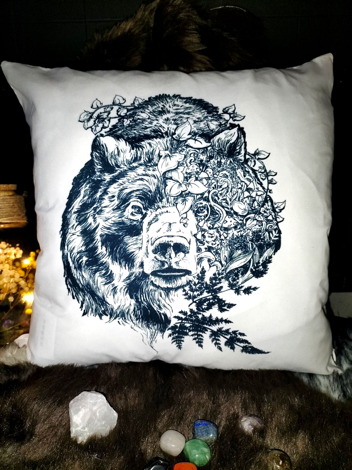 housse de coussin tête ours