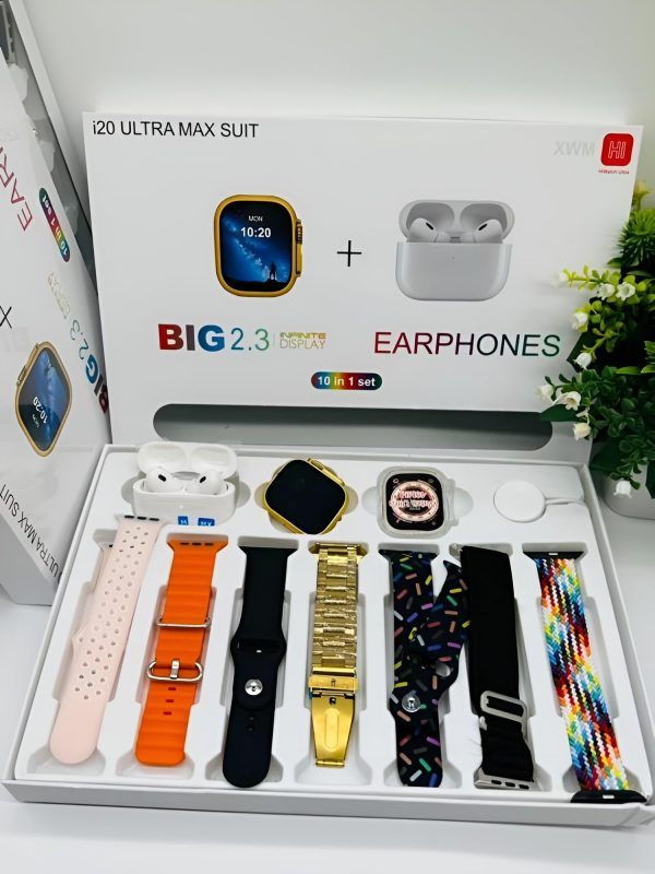 I20 Ultra Max Smart Watch | Premium Quality with Airpods and 7 Straps in One Box
