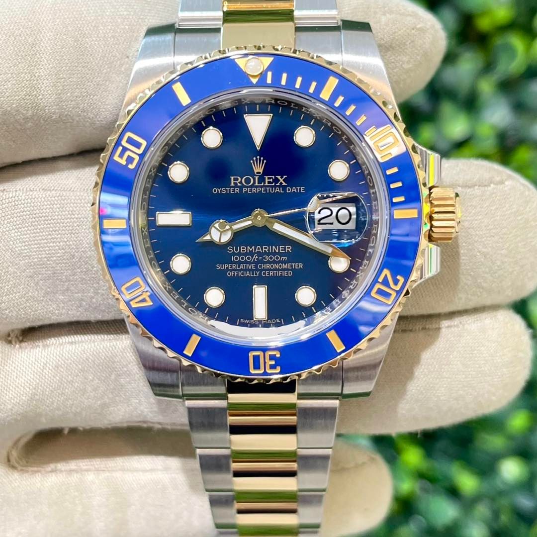 2017 40mm Rolex Submariner Date &quot;Bluesy&quot; in 18kt Yellow Gold &amp; Oystersteel (Ref: 116613LB) with Box &amp; Papers.