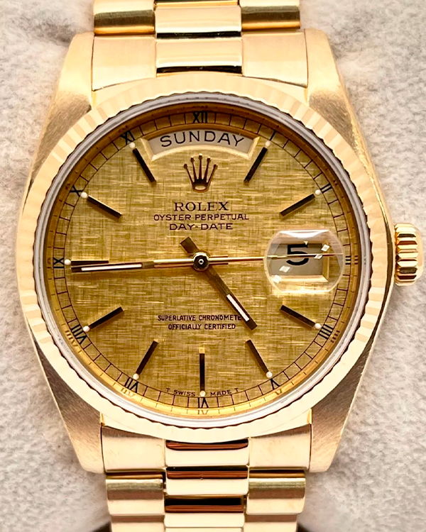 1978 Rolex Day-Date 36MM Champagne Linen Dial Yellow