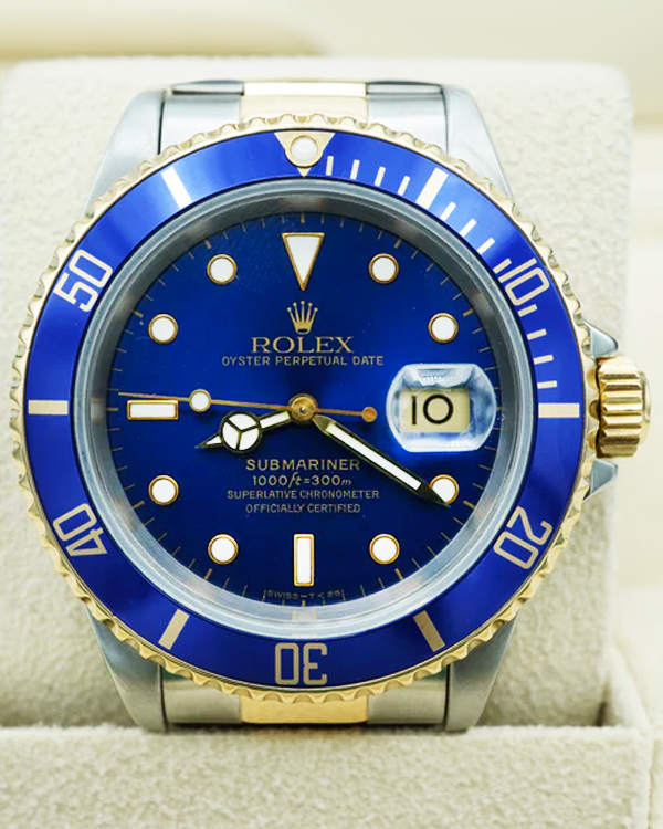 1995 Rolex Submariner Date &quot;Bluesy&quot; 40MM Blue Dial Two-Tone Oyster Bracelet (16613)