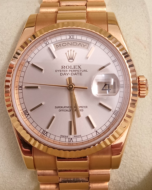 2004 (Serial F) Rolex Day-Date 36MM Silver Dial Yellow Gold President