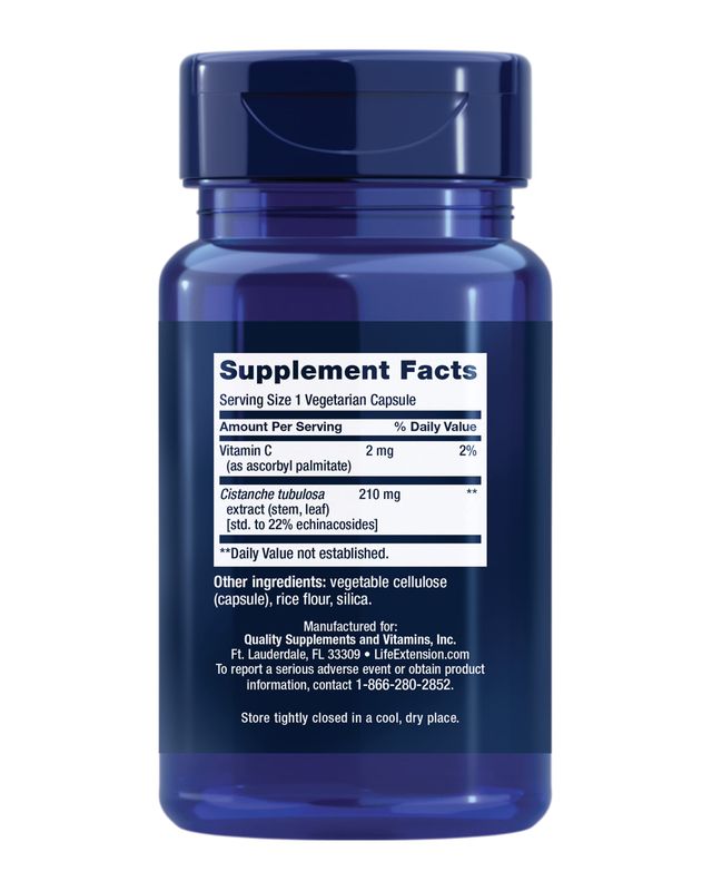 Life Extension Standardized Cistanche, C. tubulosa, Vitamin C, Immune Support, Blood Pressure Support, Cardiovascular Health, Healthy Aging, Gluten Free, Non-GMO, Vegetarian, 30 Capsules