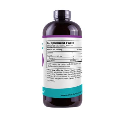 Life Solutions Folic Acid - Folic Acid 800 mcg Per Serving, Easy Absorption Liquid Folic Acid for Maximum Effectiveness, Dietary Supplement 8 Fluid Ounces