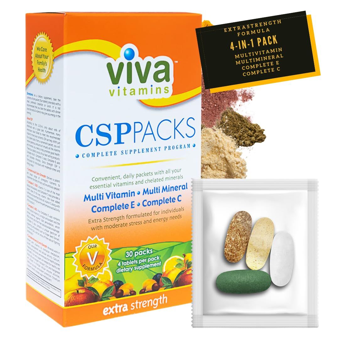 Viva Vitamins CSP Packs Extra Strength - Multivitamin and Multi Mineral Supplements Complete E &amp; C, Immunity Vitamin Supplements for Men &amp; Women, Complete Wellness Formula for Immune Support, 30 Packs