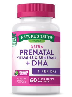 Nature&#39;s Truth Prenatal Vitamins for Women | with DHA and Folic Acid | 60 Softgels | Non-GMO &amp; Gluten Free Supplement