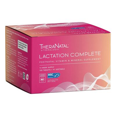 Theralogix TheraNatal Lactation Complete Postnatal Vitamin Supplement - 13-Week Supply - Breastfeeding Supplement for Women - NSF Certified - 182 Tablets &amp; 91 Softgels