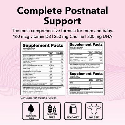 Theralogix TheraNatal Lactation Complete Postnatal Vitamin Supplement - 13-Week Supply - Breastfeeding Supplement for Women - NSF Certified - 182 Tablets &amp; 91 Softgels