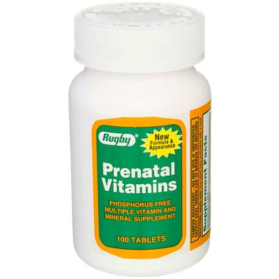 Rugby Prenatal Vitamins for Pregnant or Lactating Women Phosphorus Free Multiple Vitamin and Mineral Supplement - 100 Tablets (3 Pack)