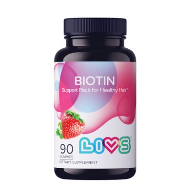 LIVS Biotin - Biotin Gummies, Gummy Vitamin for Hair, Skin, and Nail Growth, Biotin Supplement 10,000 mcg, No Artificial Flavors, Strawberry Flavor, 90 Count