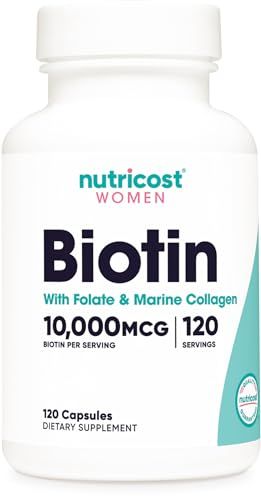 Nutricost Biotin for Women 10,000mcg 120 Capsules - with Folate &amp; Collagen, Gluten Free &amp; Non-GMO