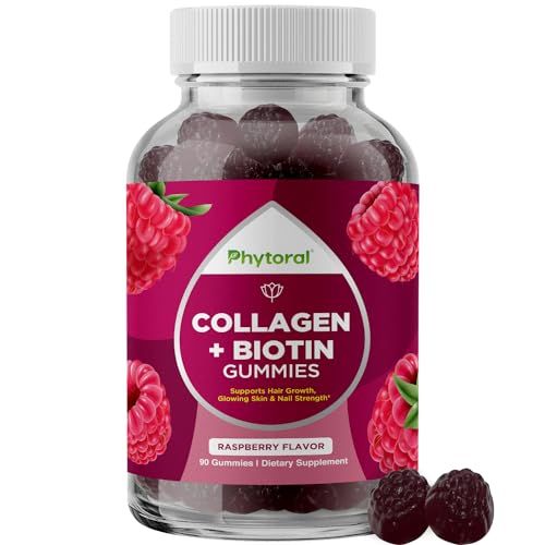 Phytoral Extra Strength Biotin and Collagen Gummies - Hair Skin and Nails Gummies for Women - Biotin Gummies with Collagen for Hair Skin and Nails - Biotin and Collagen Gummies for Women - 90 Count