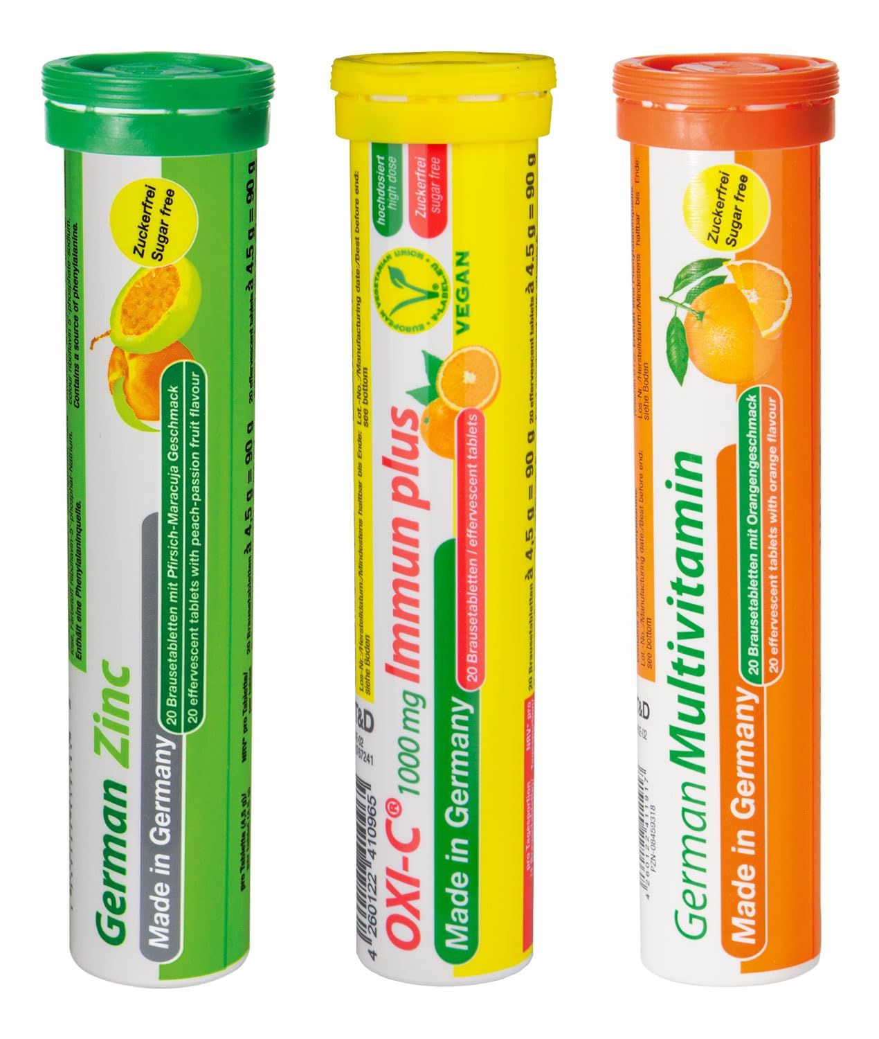 T&amp;D German Immun Boost Package 60 Servings - Vegan, Zero Sugar - Drink Effervescent Tablets - Vitamin C, Zinc, Multivitamin Pharma - Made in Germany