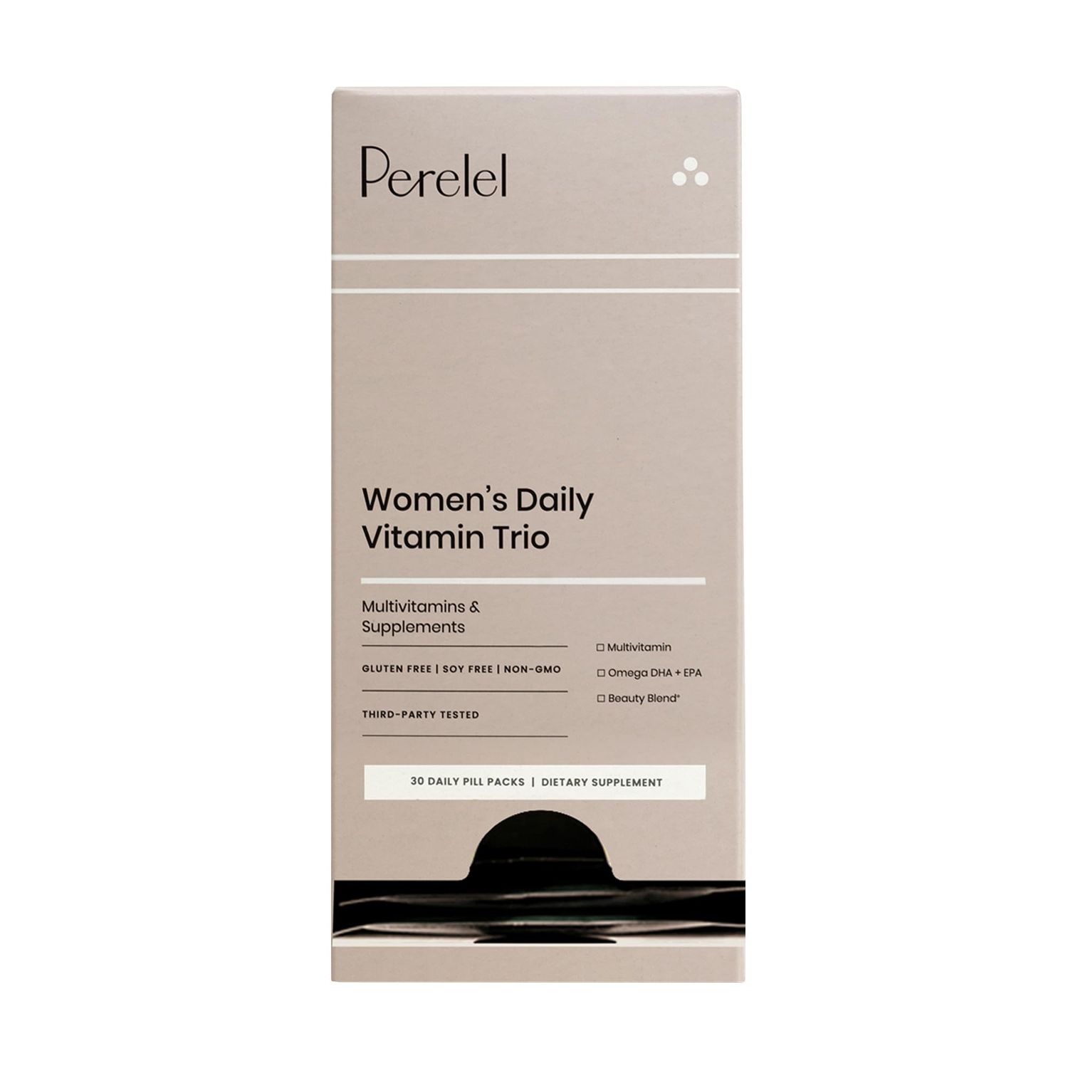 Perelel Women&#39;s Daily Vitamin Trio - Women&#39;s Vitamins and Supplements for Immune Support, Mood, Reproductive + Brain Health* - Soy, Dairy and Gluten Free Non-GMO Formula (30 Daily Pill Packs)