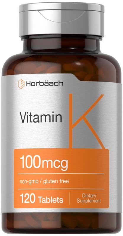 Horbach Vitamin K Supplement | 100mcg | 120 Tablets | Vegetarian, Non-GMO &amp; Gluten Free Supplement