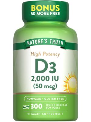 Nature&#39;s Truth Vitamin D3 2000 IU | 300 Softgels | High Potency Formula | Non-GMO &amp; Gluten Free Supplement