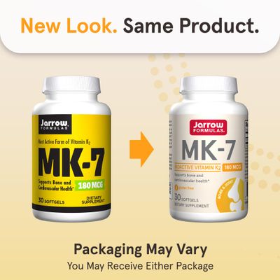 Jarrow Formulas MK-7 180 mcg, Bioactive Form of Vitamin K2 For Bone and Cardiovascular Health, Vitamin K2 MK-7 Dietary Supplement, 30 Softgels, 30 Day Supply