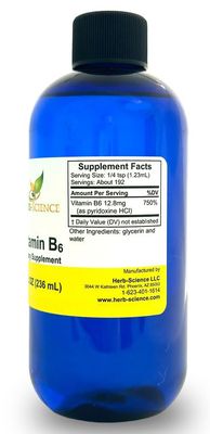 Herb-Science Liquid Vitamin B6 Drops - Pyridoxine Extract Dietary Supplement to Support Brain Function, Immunity, Nervous System, Heart Health, Metabolism - 500% DV, 192 Servings per Bottle - 8 fl. oz