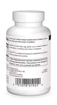 Source Naturals Vitamin K2 + D3 Bone &amp; Heart Health Complex - 400 IU Vitamin D3 &amp; 100 mcg Vitamin K2 (MK-7) with Calcium - 60 Tablets