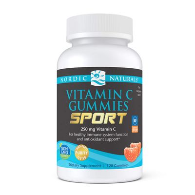 Nordic Naturals Vitamin C Gummies Sport, Tart Tangerine - 120 Gummies - 250 mg Vitamin C - Antioxidant Protection - NSF Certified - Non-GMO, Vegan - 60 Servings