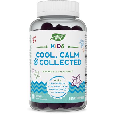 Nature&#39;s Way Kids Cool, Calm &amp; Collected Gummies for Ages 8 and Over, Grape Flavored, 40 Gummies
