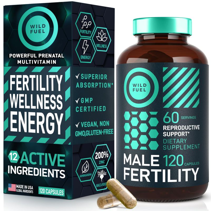 Fertility Supplements For Men Prenatal Vitamin - Maca Root, Ashwagandha, L Arginine, Zinc, Plus Naturals Conception Men Fertility Vitamins and Male Fertility Support Supplements - 120Caps for 2 Months